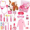 Doctor Kit for Toddlers 3-5 Dress Up for 2+ Year Olds Girls Pretend Veterinarian Toddler Doctor Play Set with Stethoscope Pink Costume Dog Toy Birthday Gifts for 2 3 4 5 6 Year Old Girls view 1