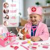 Doctor Kit for Toddlers 3-5 Dress Up for 2+ Year Olds Girls Pretend Veterinarian Toddler Doctor Play Set with Stethoscope Pink Costume Dog Toy Birthday Gifts for 2 3 4 5 6 Year Old Girls view 4