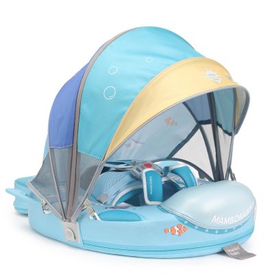 2026 Upgread Mambobaby Float with Canopy, Non Inflatable Solid Baby Swim Float, Upgrade Soft Skin-Friendly Fabric Material Infant Pool Float, Smart Swim Trainer for Infant Toddler 3-24 Months