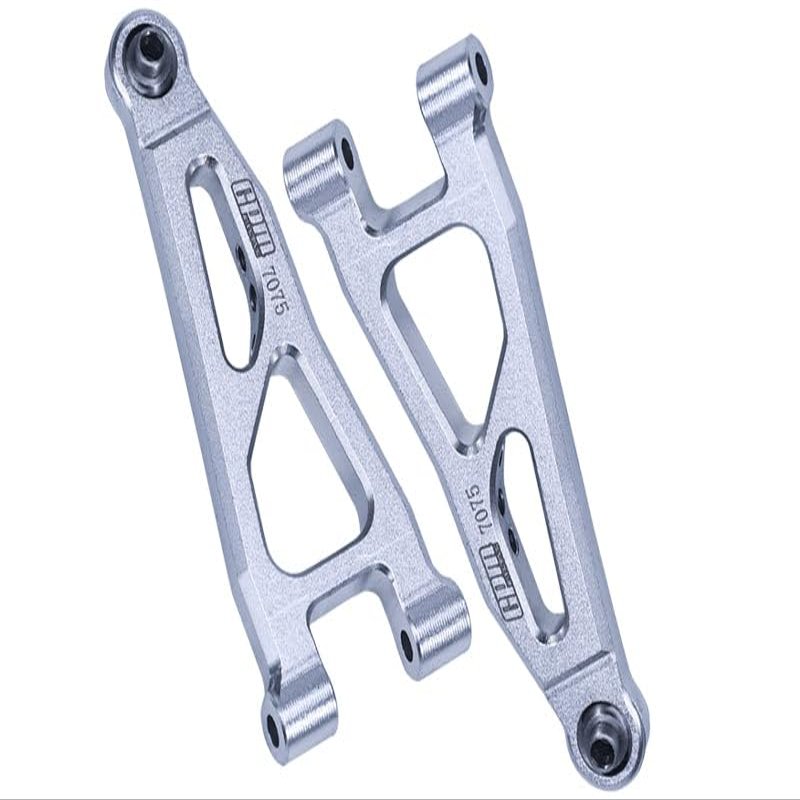 Aluminum 7075 Front Lower Suspension Arms For Arrma 1/18 GRANITE GROM MEGA 380 Brushed 4X4 Monster Truck ARA2102 Upgrade Parts - Silver