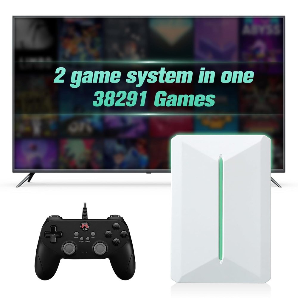 Retro Game Console Hdd 500GB, Plug and Play Video Game Console with Built in 38291 Game, Emulator Console Compatible with 50 Game Emulators, Playnite&Retrobat 2 Game Syatem in 1, Portable Game Console