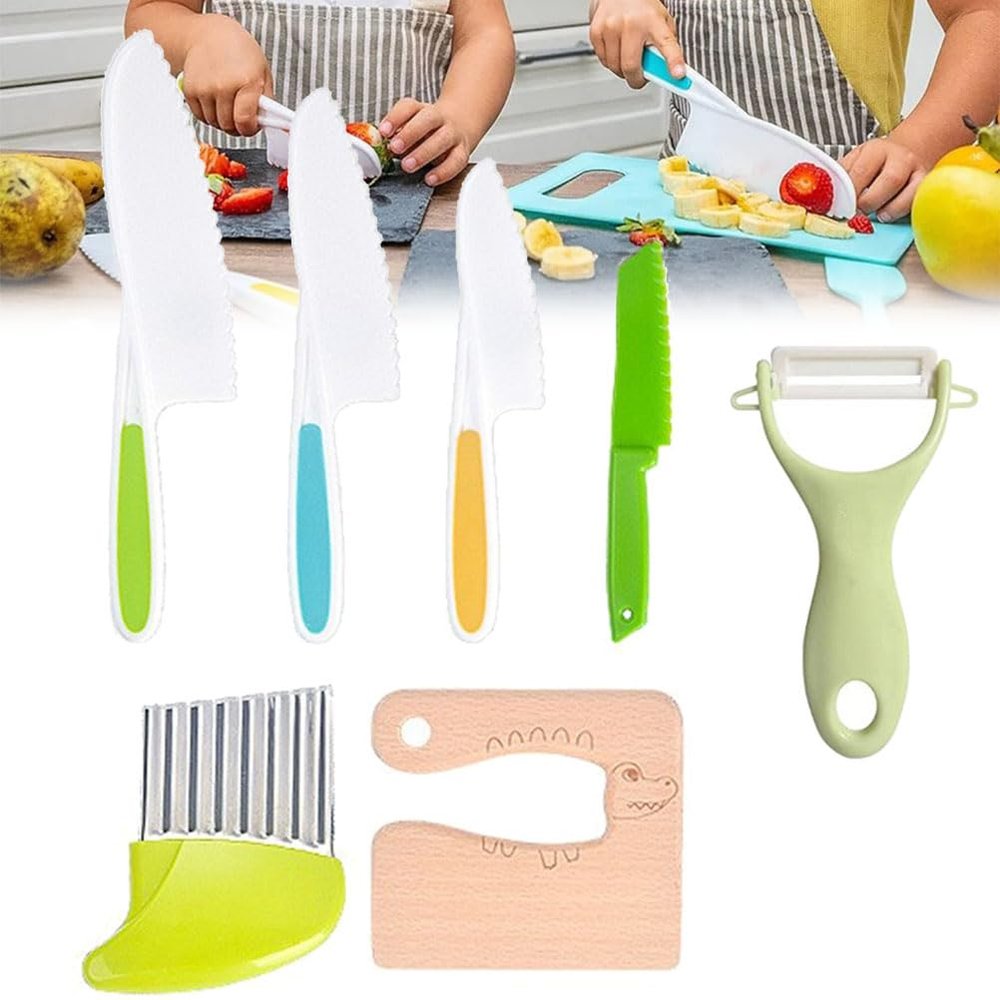 Kid Safe Kitchen Set,Children-Safe Kitchen Set,Montessori Kitchen Tools for Toddlers,Kid Safe Knife Set for Real Cooking