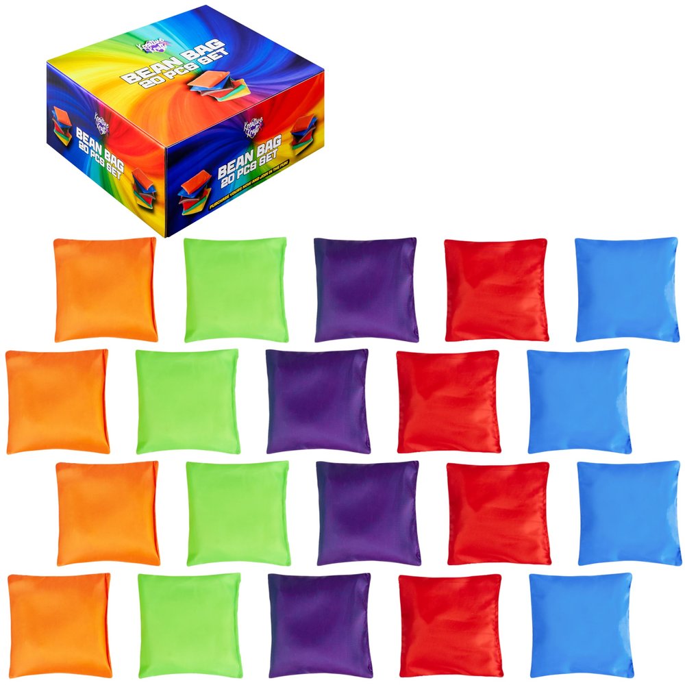 KreativeKraft Bean Bag Set for Kids, Colourful Throwing Bean Bags for Outdoor Games Pack of 10 or 20 (Multi Pack of 20)