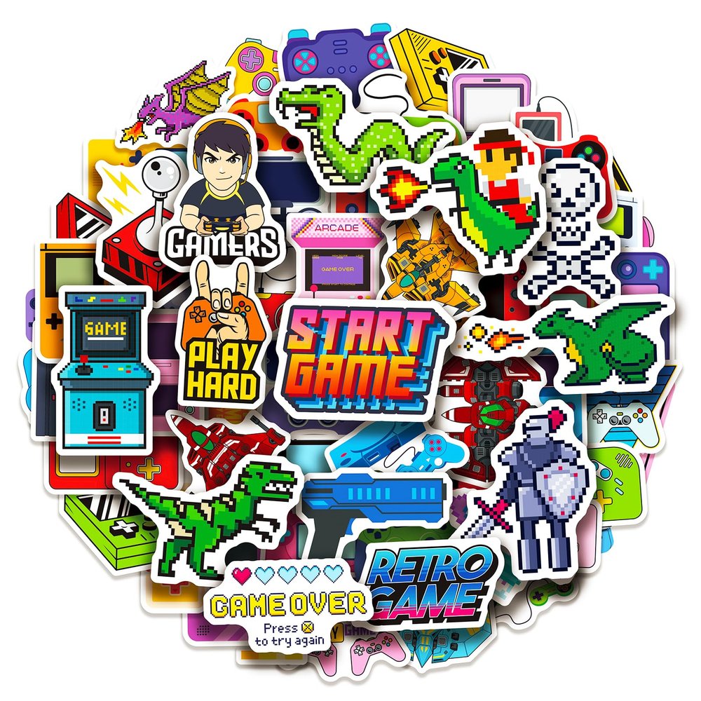 100 Pack Video Game Stickers, Video Game Gamer Party Favors, Birthday Decorations