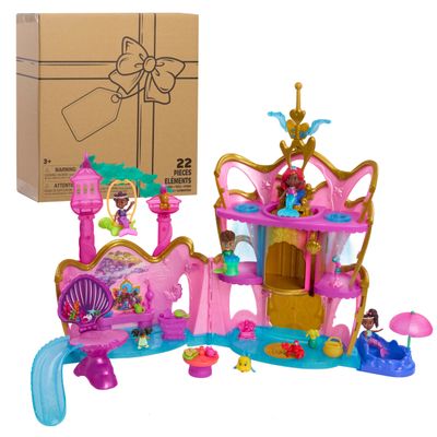 Disney Junior Ariel Deluxe Atlantica Palace Playset and 4-inch Figures, Lights and Sounds, 22-pieces, Bonus Pieces, Kids Toys for Ages 3 Up by Just Play