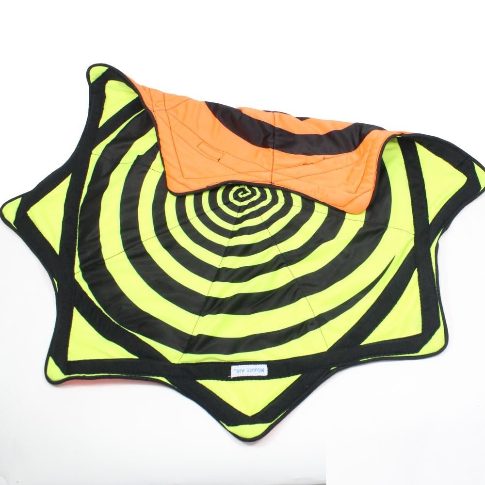 Mougee (moo-JEE) Air Flow Star - Neon Series - for Beginners & Advanced - Fum&Challenging -Double Stitched Flow & Vibrant Colors & Patterns Durable - 28 Diameter - Orange/Yellow Neon