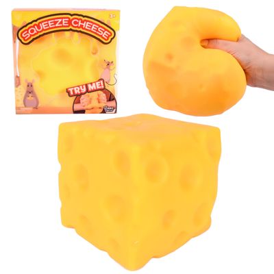 Extra Large Squishy Squeeze Cheese Block, Gag Gifts Funny Adult, 4.25 Inch Giant Stress Ball, Fidget Sensory Toy for Kids