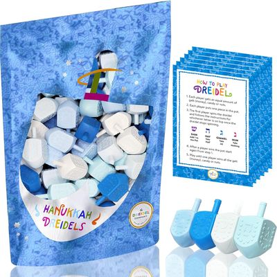 The Dreidel Company Hanukkah Blue and White Plastic Pastel Colored Dreidel, for Children, Boys and Girls, Party Favors (Pack of 500)