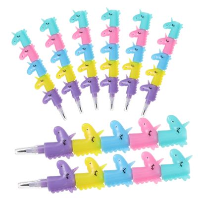 8Pcs Cartoon non sharpening pencil abs student pen stackable push pencils block pen students reward writing kids stacking birthday party supplies