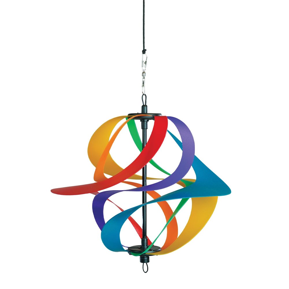In the Breeze 2484 Rainbow Poly Vortex Spinner Mesmerizing and Colorful Hanging Wind Spinner