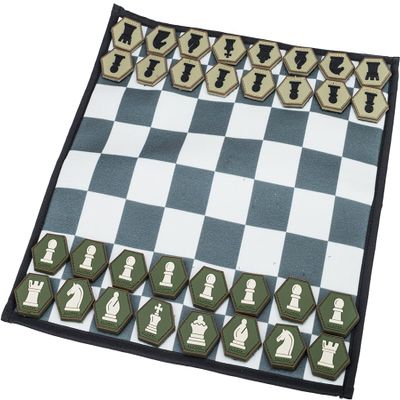 Evike Hex Patch Chess Roll-Up Travel Chessboard w/PVC Hex Chess Pieces