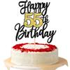 1 PCS Happy 55th Birthday Cake Topper Black Gold Glitter Cheers to 55 Years Birthday Cake Pick 55 Fabulous Cake Decoration for Happy 55th Birthday Anniversary Party Decorations Supplies view 1