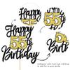1 PCS Happy 55th Birthday Cake Topper Black Gold Glitter Cheers to 55 Years Birthday Cake Pick 55 Fabulous Cake Decoration for Happy 55th Birthday Anniversary Party Decorations Supplies view 3