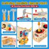 Montessori Kids Tool Set, Wooden Toddler Tool Bench Educational Toys for Ages 2-4, 2 Year Old Boy Gift for Birthday Christmas, STEM Pretend Play Tool Box, Learning Developmental Construction Toys view 2