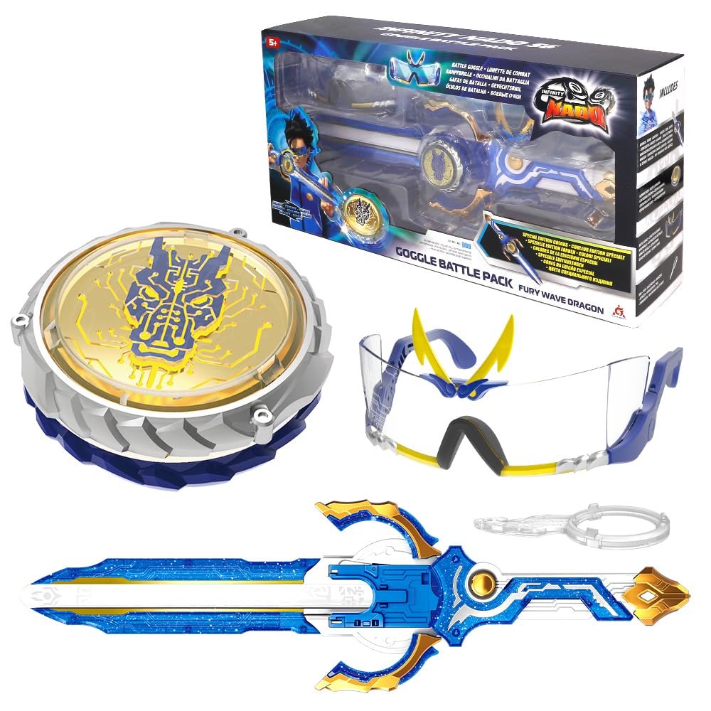 INFINITY NADO Spinning Tops for Boys, Metal Battle Tops Sword Launcher Battling Tops for Boys Girls 5 6 7 8 9 10 11 12 Years, Goggle Battle Pack