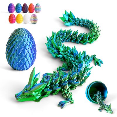 Cessfle 12" Prefilled Easter Eggs with 3D Printed Dragons Inside, 3D Printer Articulated Crystal Fidget Toy,Easter Basket Stuffers for 5-7 4-6 8-12 Year Old Boys Kid Teen Girls Adult