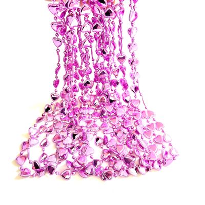 Afson 24 Pcs Valentine Heart Shaped Bead Necklaces Pink Heart Valentine's Day Bachelorette Bead Necklaces Party Gift