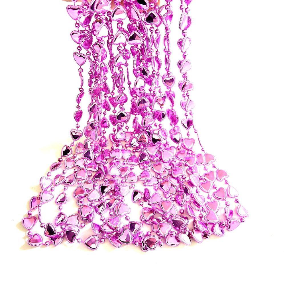Afson 24 Pcs Valentine Heart Shaped Bead Necklaces Pink Heart Valentine's Day Bachelorette Bead Necklaces Party Gift