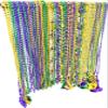 Afson 72 Pcs Mardi Gras Bead Necklaces Bulk Gold Purple Green Mardi Gras Bead Necklaces Holiday Parade Party Supplies view 2
