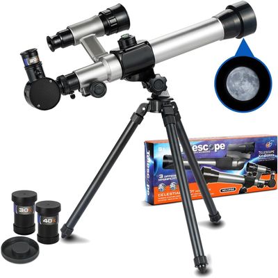 Telescope for Kids 8-12 - Beginner Astronomy Spyglass Telescopic Wish Compass,20x 30x 40x Magnification, Portable for Travel, Gift&Toy for Girls Boys Christmas Double
