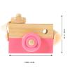 LOGOFUN Wooden Camera Model Simulation Wood Cameras Small Camera Toy Kids Cognitive Toy for Home Children Room Decorations - Pink view 2