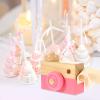 LOGOFUN Wooden Camera Model Simulation Wood Cameras Small Camera Toy Kids Cognitive Toy for Home Children Room Decorations - Pink view 3