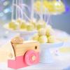 LOGOFUN Wooden Camera Model Simulation Wood Cameras Small Camera Toy Kids Cognitive Toy for Home Children Room Decorations - Pink view 4