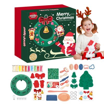 BITTU Clay Toys Set for Kids | Christmas Clay Toy, DIY Set, Stretchable Wreath Making Toy - Educational Learning Toys for Craft Classes