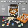 Mexican Train Dominoes Set with 4 Holders - Dominoes Double 12 with Wooden Hub and Tiles Holders - Double 12 Dominos Set for Family Game Night for Adults and Kids Ages 8 and up (D12 + 4 Holders) view 2