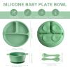 Dandat 24 Pcs Silicone Baby Feeding Set,6 Baby Toddler Suction Bowls 6 Divided Suction Plates with 6 Forks 6 Spoons, Utensils Set for Weaning Infant Feeding and Eating, 6 Styles(Vivid Color) view 2
