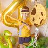 Lenwen Dinosaur Easter Egg Piata 16 x 12 x 3 in Pull String Easter Eggs Piata Bundle with Stick Blindfold Confetti for Dinosaur Theme Birthday Party Game Favor(Brown) view 3