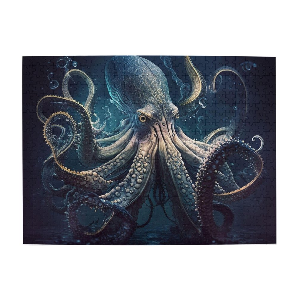 HERRECX 500 Piece Wooden Puzzle Kraken Monster Octopus Underwater Vintage Wood Puzzle for Adults Teens Family Game Educational Toys Gifts