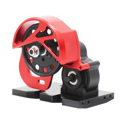 AMK Aluminum 1/10 Scale Transmission, Complete 3-Gear Gearbox with POM Skid Plate for 1/10 RC Crawler Axial SCX10 SMT10 AX10 Vanquish VS4-10 Upgrades (Red)