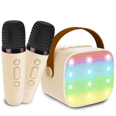 Mini Karaoke Machine for Kids & Adults, Kids Toys for Girls & Boys Gifts, Bluetooth Speaker with 2 Wireless Microphone for Kids Adults Toddler Girls Home Party Birthday Gifts