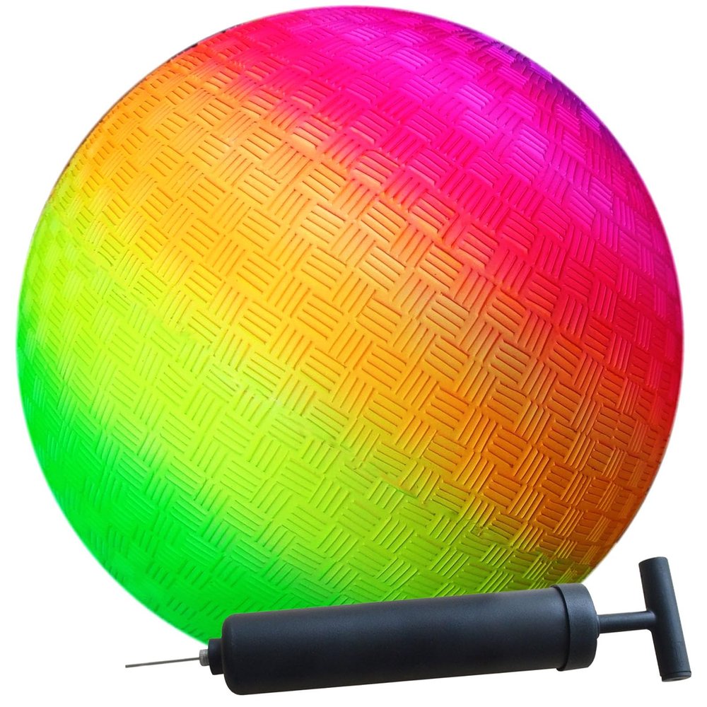 AppleRound 8.5 Inch Playground Ball with Air Pump, Pack of 1 Ball with 1 Pump, Official Size for Dodge Ball, Handball, Camps and Schools