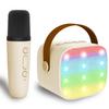 Mini Karaoke Machine for Kids Adults, Mini Portable Bluetooth Karaoke Speaker with 1 Wireless Mics and LED Lights for Kids Adults, Christmas Birthday Gifts Toys for Girls Boys Family Home Party view 1