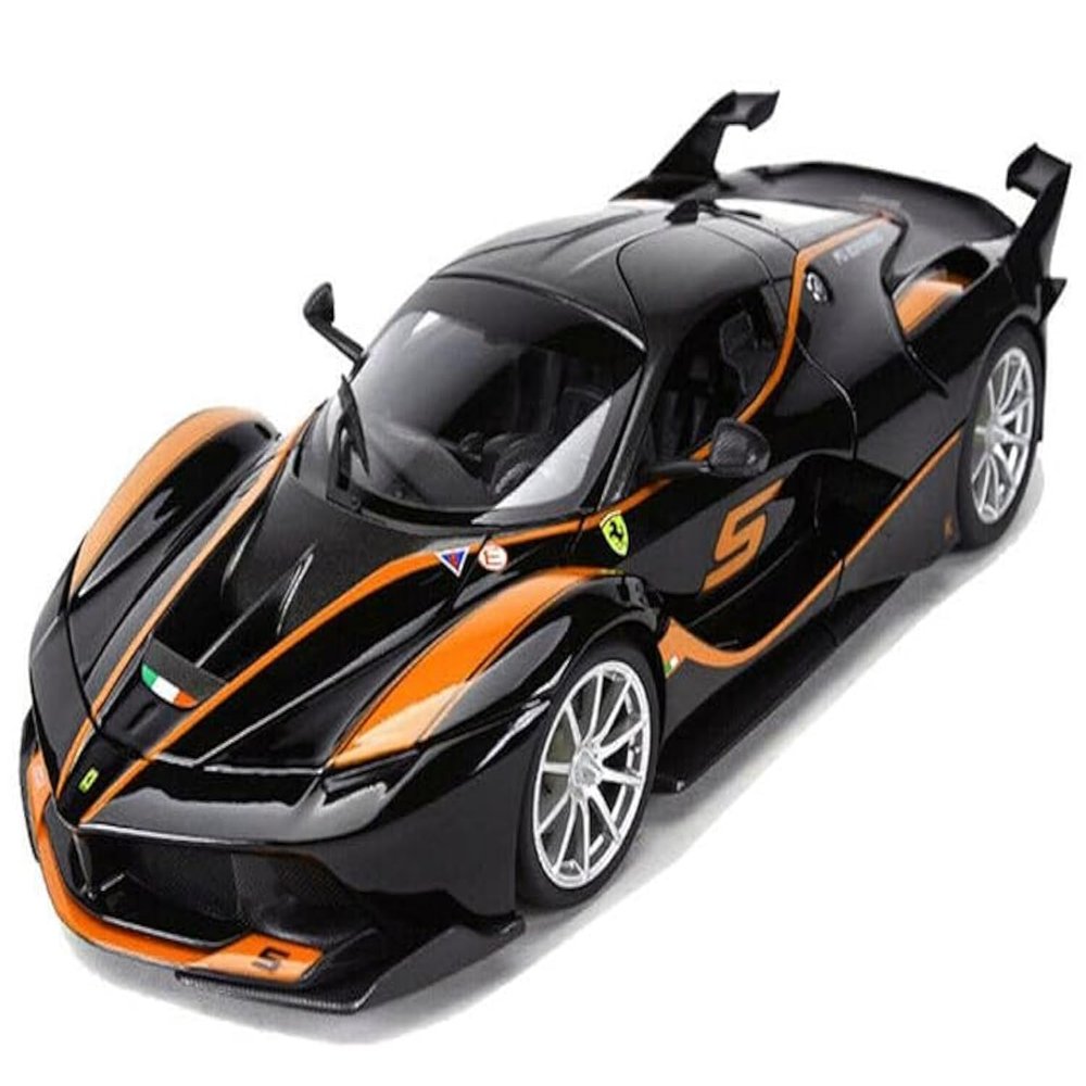 FXX-K #5 Fu Songyang Black with Gray Top and Orange Stripes 1/18 Diecast Model Car by Bburago 16010black