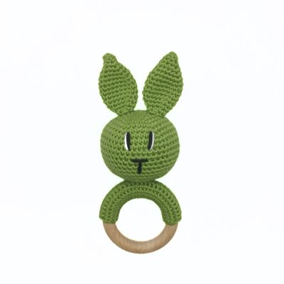 Crochet baby Bunny rattle teething toy (Green)
