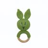 Crochet baby Bunny rattle teething toy (Green) view 1