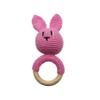 Crochet baby Bunny rattle teething toy (Pink) view 1