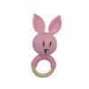 Crochet baby Bunny rattle teething toy (Light pink) view 1