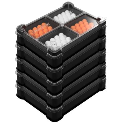 MEEPLE HOUSE UNIQ TRAY SYSTEM Token Four-Cell Box for Board Game Pieces, Meeples, Dice, Tokens (5 Modular Trays with a Transparent Removable lid)