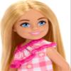 Barbie Chelsea Doll, Small Doll Wearing Removable Checked Dress & Pink Shoes with Blonde Hair & Blue Eyes view 2