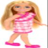Barbie Chelsea Doll, Small Doll Wearing Removable Checked Dress & Pink Shoes with Blonde Hair & Blue Eyes view 4