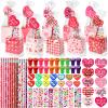 Pasimy 240 Pcs Valentine's Day Stationery Gifts for Kids, Valentines Popcorn Boxes Valentines Gift Tag Heart Shape Pencil Sharpener Eraser Pencil Sticker Stamp for Classroom Exchange Gift Prize Supply view 1