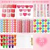 Pasimy 240 Pcs Valentine's Day Stationery Gifts for Kids, Valentines Popcorn Boxes Valentines Gift Tag Heart Shape Pencil Sharpener Eraser Pencil Sticker Stamp for Classroom Exchange Gift Prize Supply view 3