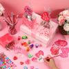 Pasimy 240 Pcs Valentine's Day Stationery Gifts for Kids, Valentines Popcorn Boxes Valentines Gift Tag Heart Shape Pencil Sharpener Eraser Pencil Sticker Stamp for Classroom Exchange Gift Prize Supply view 4