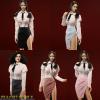 1/6 Scale Female Clothes,Female Long Sleeved Shirt Side Slit Skirt Elastic Skirt Dress Outfit Clothing for 12inch PH TBL JO Action Figure Body (Blue) view 2