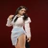 1/6 Scale Female Clothes,Female Long Sleeved Shirt Side Slit Skirt Elastic Skirt Dress Outfit Clothing for 12inch PH TBL JO Action Figure Body (Blue) view 4