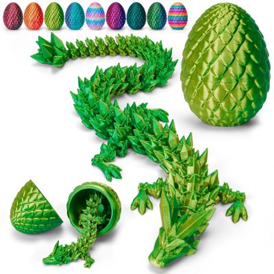 TBOLINE 12" 3D Printed Dragon Egg, Cool 3D Printer Articulated Crystal Dragon Toy for Boys Kid Teen, Animals Fidget Toy Dinosaur Eggs for 5-7 4-6 8-12 Year Old Boys Kid Girls